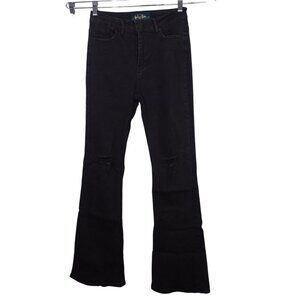 Indigo Rein Black Flare Jeans Women Juniors Size 11 Ripped Distressed